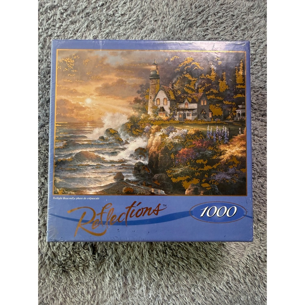 RoseArt Unisex Reflections Twilight Beacon Puzzle 1000pc Blue Gold Foil Accent